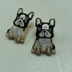 French Bulldog Enameled Earrings